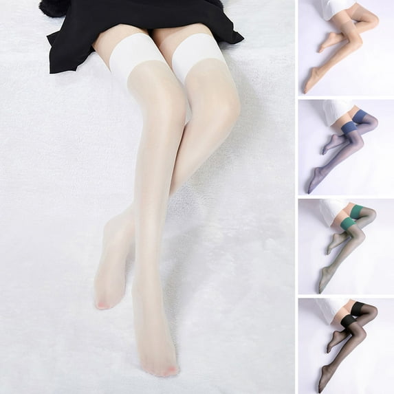 1 Pair Women Stickings Ultra-thin See-through Thigh Length High Elasticity Anti-slip Skinny Soft Breathable Glossy Women Long Socks