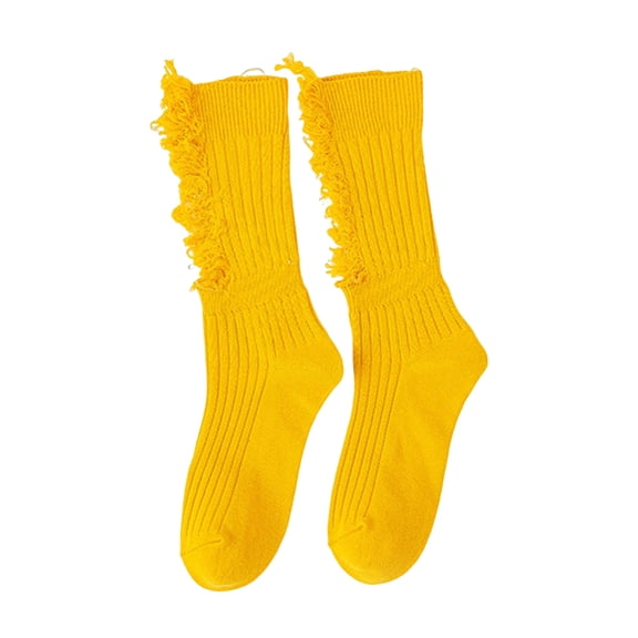 1 Pair Women Stockings Solid Color Breathable Cotton Sweat Absorption Protective Soft High Elasticity Ripped Long Holes Women Socks Fitness Socks