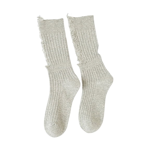 1 Pair Women Stockings Solid Color Breathable Cotton Sweat Absorption Protective Soft High Elasticity Ripped Long Holes Women Socks Fitness Socks