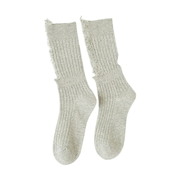 1 Pair Women Stockings Solid Color Breathable Cotton Sweat Absorption Protective Soft High Elasticity Ripped Long Holes Women Socks Fitness Socks