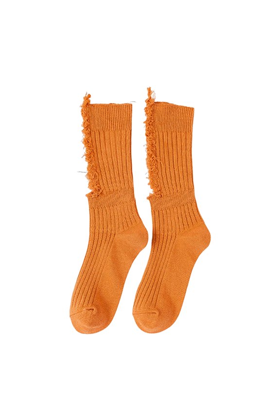 1 Pair Women Stockings Solid Color Breathable Cotton Sweat Absorption Protective Soft High Elasticity Ripped Long Holes Women Socks Fitness Socks