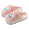 thumbnail image 1 of 1 Pair Women Winter Slippers Thick Plush Cartoon Rabbit Thick Flat Sole Anti skid Slip on Warm Cozy Dorm Slippers Pink M, 1 of 7