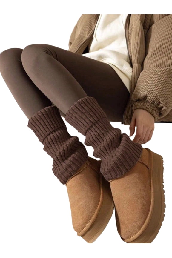 1 Pair Women's Knitted Leg Warmers, White, Warm And Comfortable For Autumn/Winter