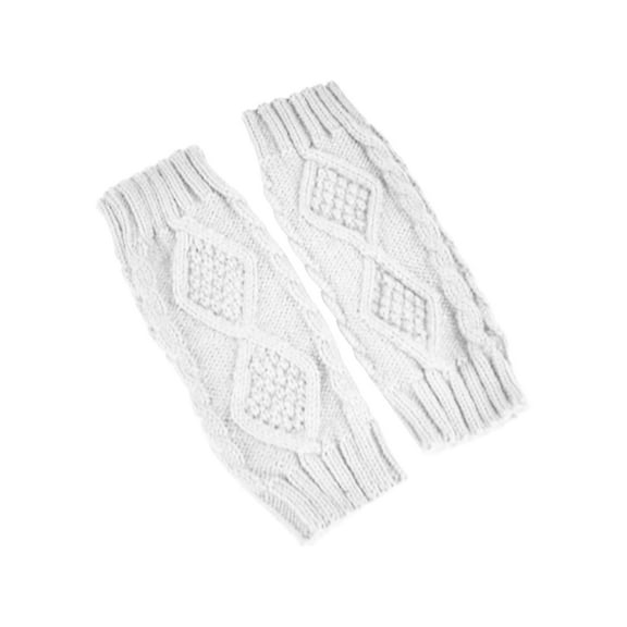 1 Pair Women's Knitted Mittens - Soft, Comfortable, Wear-Resistant, and Non-Deformable Half-Finger Gloves for Outdoor Use with Diamond Plaid Design
