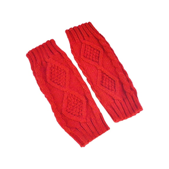 1 Pair Women's Knitted Mittens - Soft, Comfortable, Wear-Resistant, and Non-Deformable Half-Finger Gloves for Outdoor Use with Diamond Plaid Design