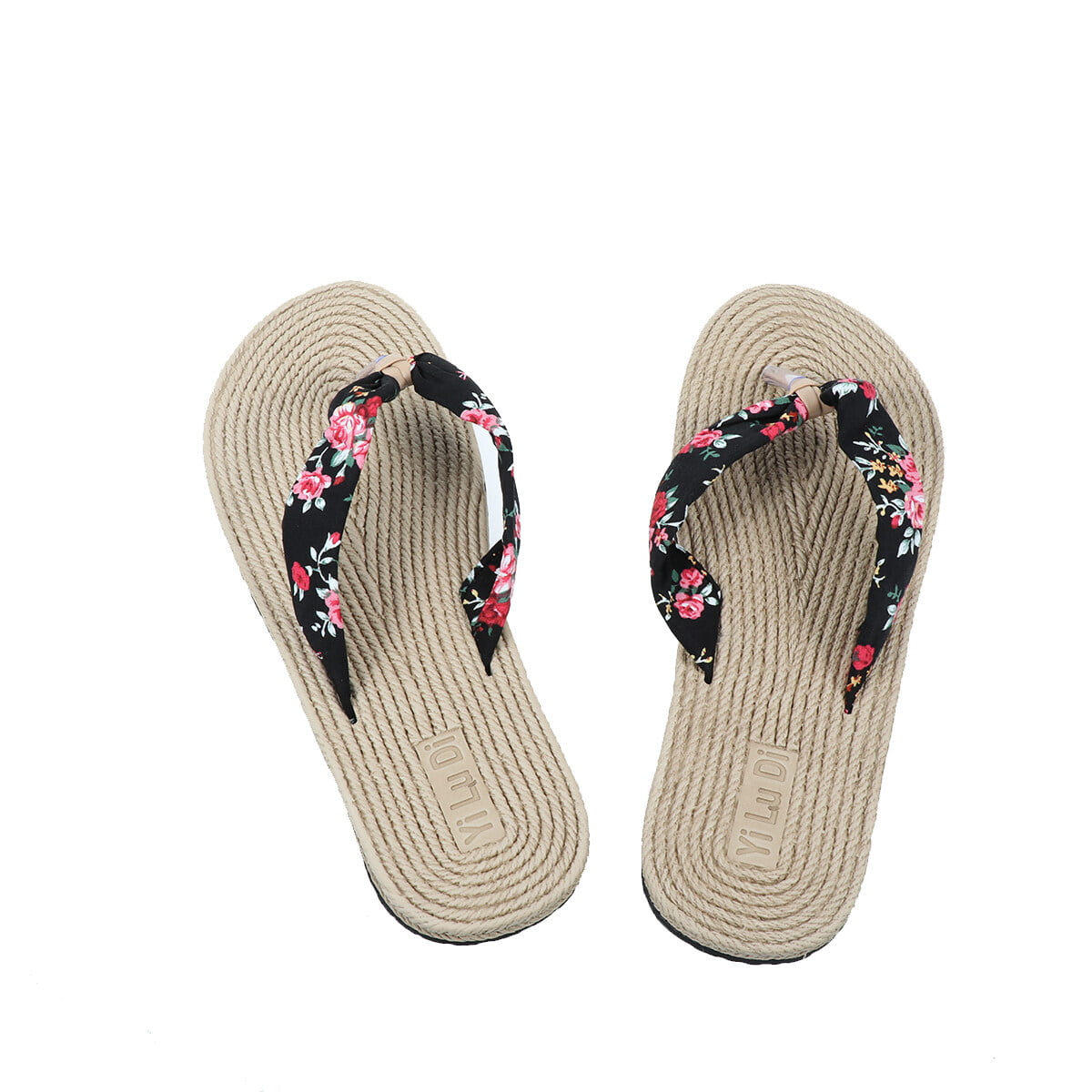 bekæmpe Melting Pelmel 1 Pair Women's Slippers Wedges Imitation Straw Flat Floral Casual Travel  Simple Beach Shoes Bohemian Outgoing Sandals Slippers Size 38 (Black) -  Walmart.com