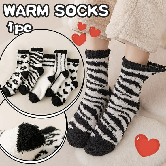 1 Pair Womens Casual Animal Print Cotton Pattern Tube Comfort Socks