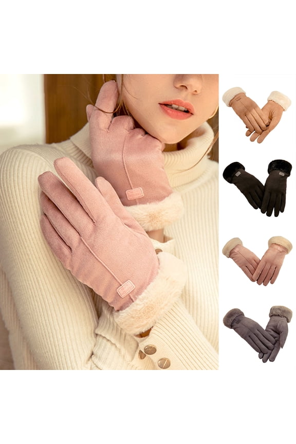 1 Pair Womens Winter Warm Touchscreen Gloves Thermal Soft Lining Elastic Cuff Gloves