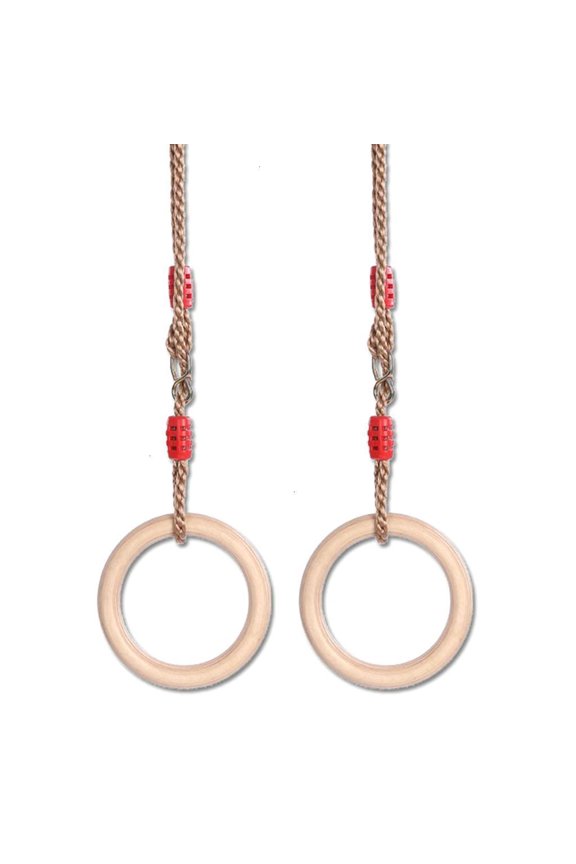 1 Pair Wooden Children Swing Ring with Rope Playground Flying Gym Outdoor Indoor