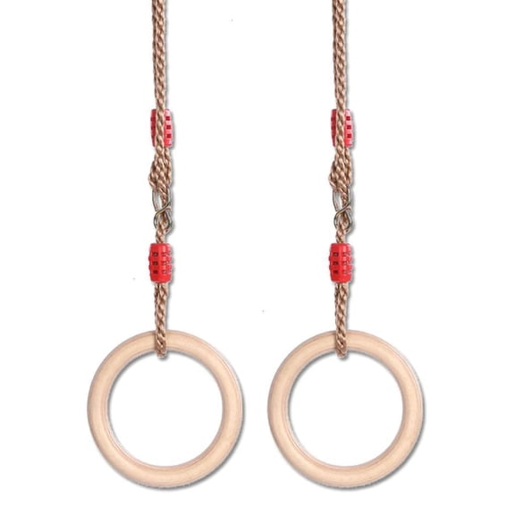 1 Pair Wooden Children Swing Ring with Rope Playground Flying Gym Outdoor Indoor