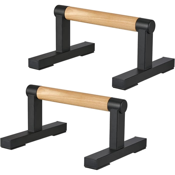 1 Pair Wooden Parallettes Push Up Bars for Men, Strength  Pushup Stands Handles for  Calisthenics, Fitness, Floor Workouts Solid  with White Metal Bracket - Support 500 lbs