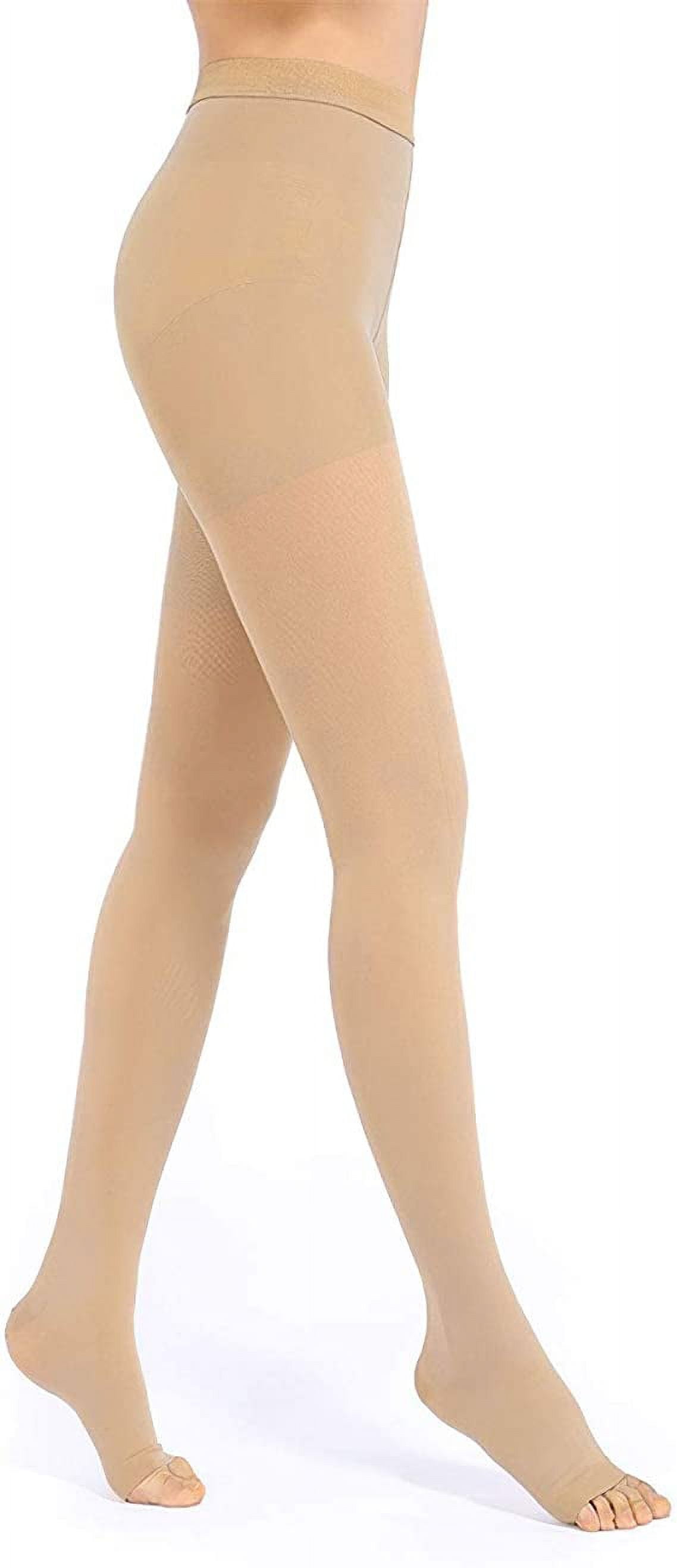 1 Pair Wukang Medical Compression Pantyhose 20-32mmHg Beige XL Size Nylon Compression Stockings for Women & Men