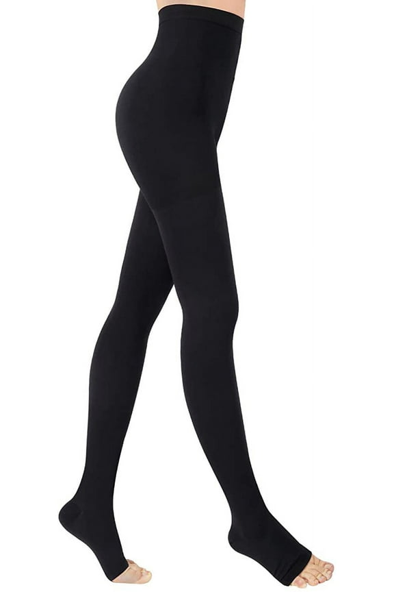 1 Pair Wukang Medical Compression Pantyhose 20-32mmHg Black L Size Nylon Compression Stockings for Women & Men