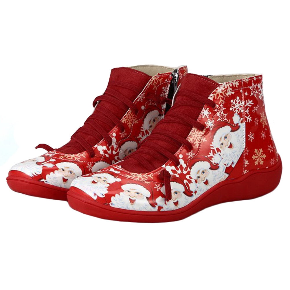1 Pair Xmas Short Boots Exquisite Women Christmas Shoes Women Casual ...