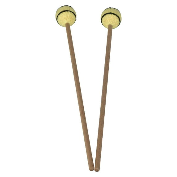 1 Pair Yellow Yarn Head Marimba Mallets With Beech Handle For Keyboard Percussion Instrument