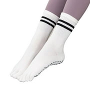 1 Pair Yoga Socks Comfortable Touch Dot Design Thicken Breathable Soft Anti-slip Polyester Cotton Mid-tube Five-toed