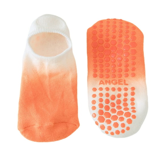 1 Pair Yoga Sports Socks Tie-dyed Breathable Short-Tube Cotton Socks Women Non-slip Dance Ballet Pilates Fitness Training Floor Socks-Light Orange