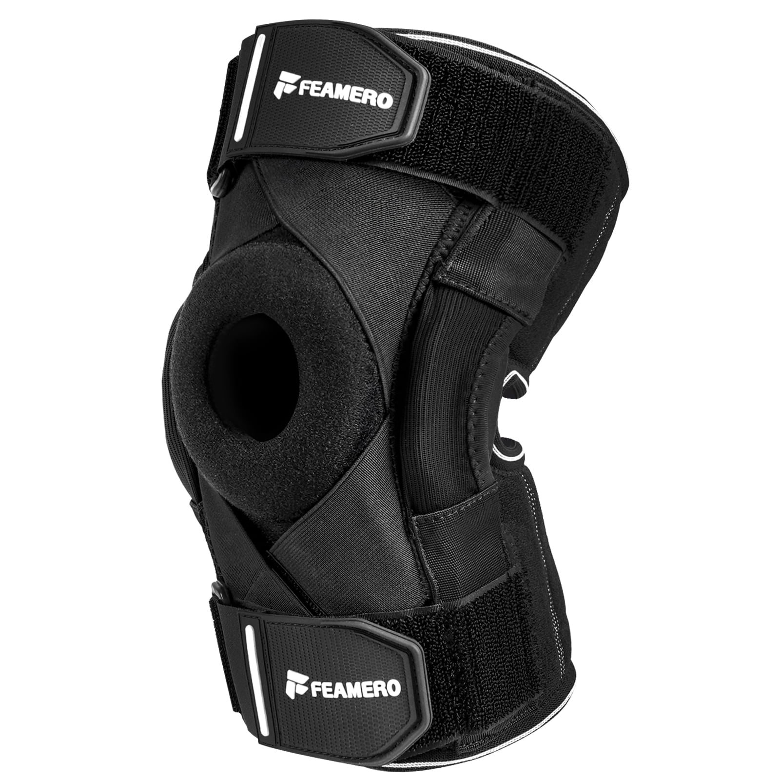 Feamero Knee Brace for Knee Pain, Hinged Knee Brace with Side Stabilizers and Cross Compression Straps for Meniscus Tear, Arthritis, Joint Support，Adjustable for Women Men - Large