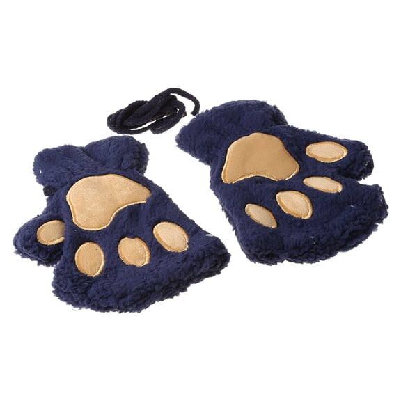 1 Pair for Cat Claw Bear Paw Fingerless Winter Plush Gloves Cute Kitten Halloween Cosplay Half Finger Mittens Hand Warme