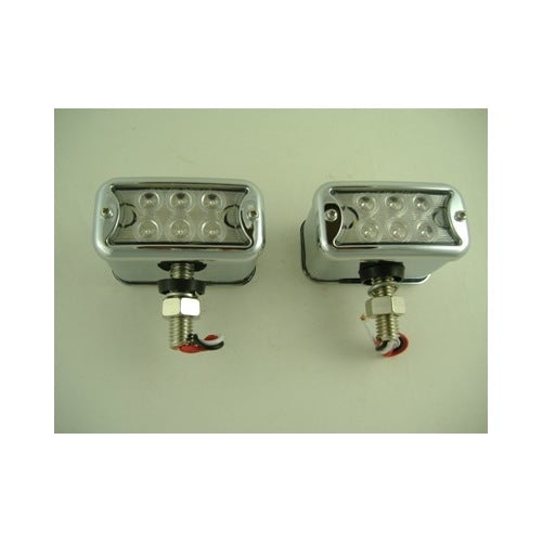 1 Pair of 12 LED Red Amber Side Marker Turn Signal Fender Lights / Clear Lens