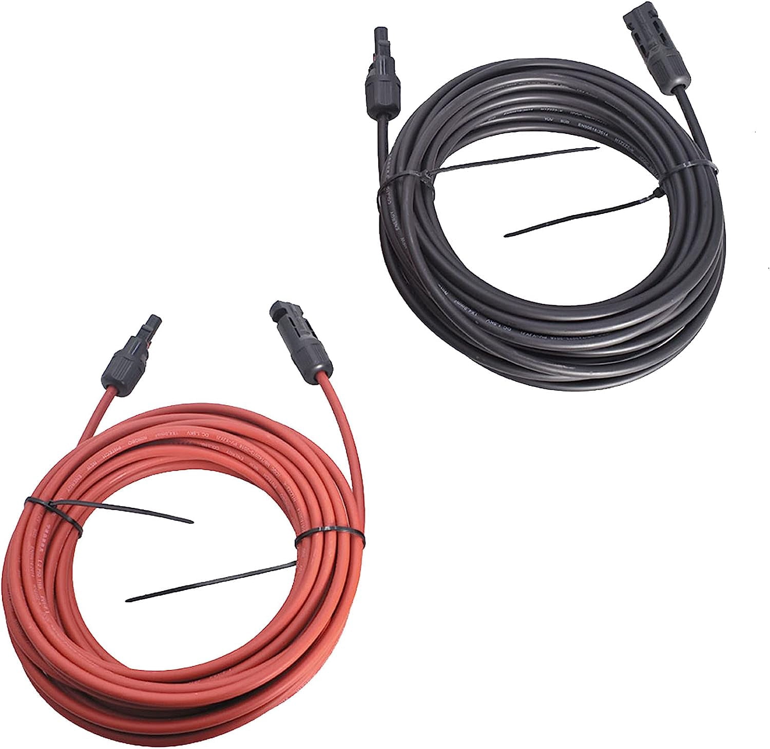 1 Pair of 30 Ft Black + Red Solar Panel Extension Cable Wire Connector 12AWG