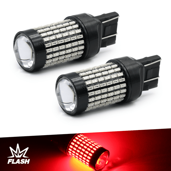1 Pair of 7443 Red Flash/Strobe Rear Tail/Brake Stop light bulbs, Alert Safety LED Light Bulbs