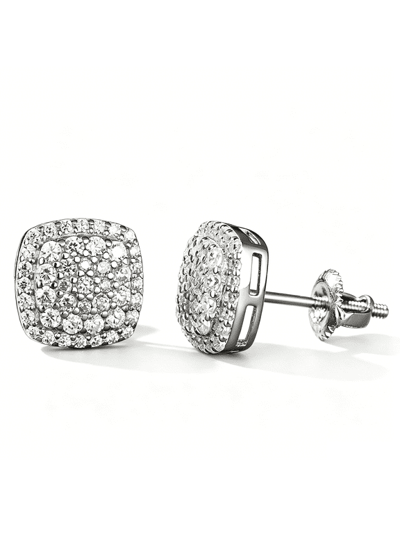 0.66 Carat Square Moissanite Stud Earrings,925 Sterling Silver Rhodium Plated VVS1 Gra Certified Hypoallergenic Gifts for Men Women