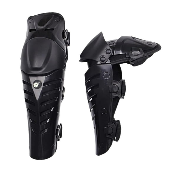1 Pair of Adults Fashion Knee Shin Armor Protect Guard Pads Accessories with Plastic Cement Hook for Motorcycle (Black)