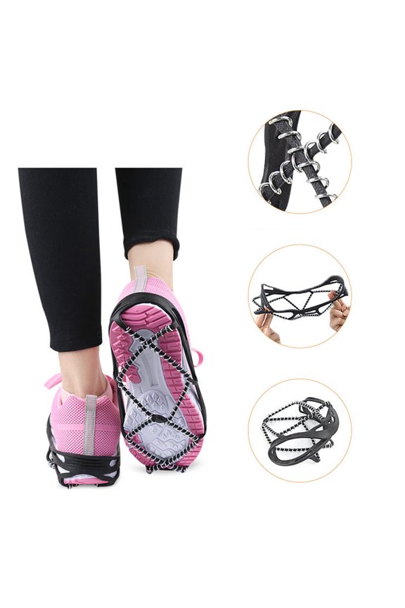WHAMVOX Black Antislip Crampons for Hiking Made of Stainless Steel and TPE Suitable for Most Footwear