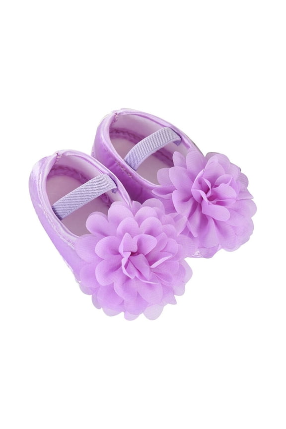1 Pair of Baby Girls Shoes Lace Shoes Crib Shoes Sole Non-slip Floor Shoes for Newborn Infant Toddler Size 11 Purple