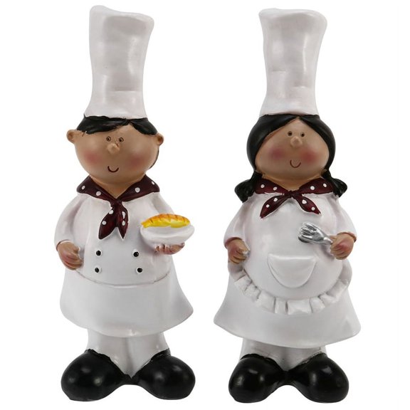 1 Pair of Boy Girl Chef Decoration Home Decoration Resin Crafts Wine Cabinet Window Restaurant Bakery Decoration