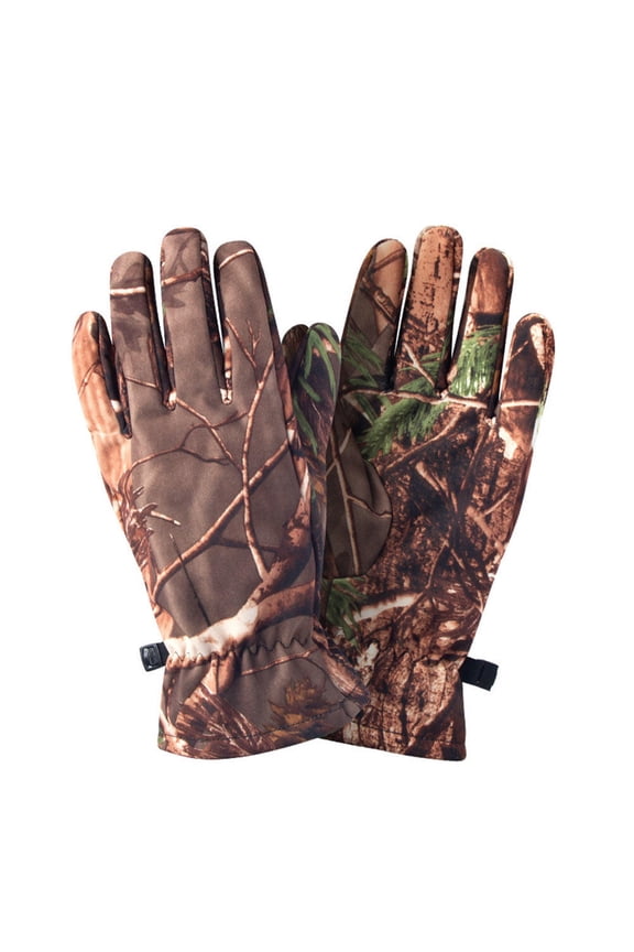 1 Pair of Camo Hunting Gloves Full Finger Gloves Outdoor Hunting Camouflage Gear