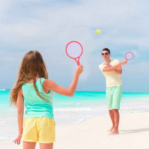 HOOWIFFY Plastic Tennis Rackets 1 Pair Lightweight Portable Outdoor Sports Equipment for Kids and Adults