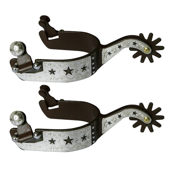 1 Pair of Equestrians Riding Mens Spur Features Antique Bronze Metal and Engraved Detail Retro Design for Stylish Use