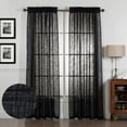 thumbnail image 1 of 1 Pair of Faux Linen Window Treatment Curtains 84 Inches Length, Rod Pocket Privacy Protection, Black, 84" Long, 1 of 4