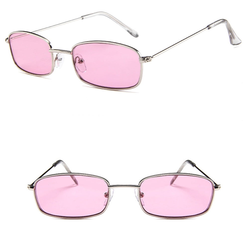 1 Pair of Glasses Pink Vintage Glasses Women Man Square Shades Small