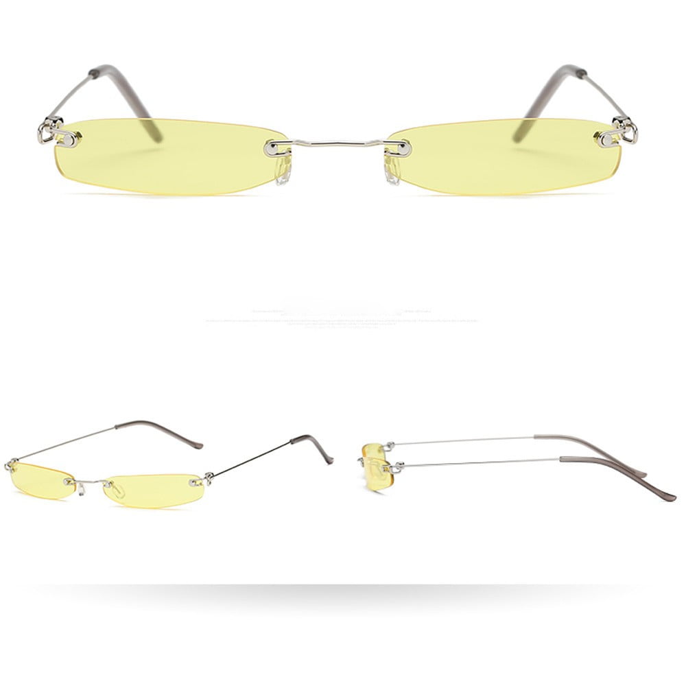 1 Pair of Glasses Yellow Women Man Vintage Transparent Small Frame