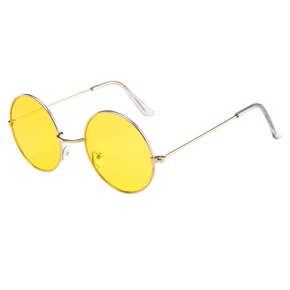 1 Pair of Glasses Yellow Women Men Vintage Retro Glasses Unisex Fashion Circle Frame Sunglasses Eyewear