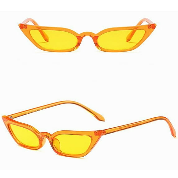1 Pair of Glasses Yellow Women Vintage Cat Eye Sunglasses Retro Small Frame 400 Eyewear Fashion Ladies