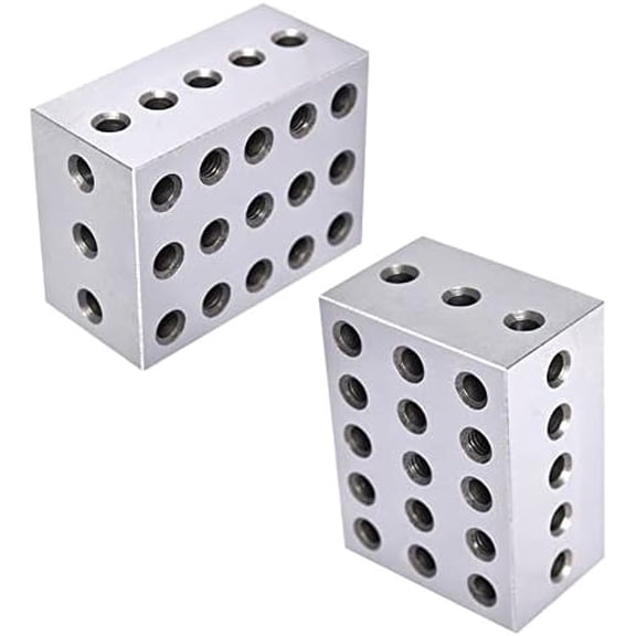 1 Pair of Matched 2-3-4 Accuracy Parallel Blocks, 23-Hole 0.0003 Inch Alloy Steel 234 Blocks$$Other