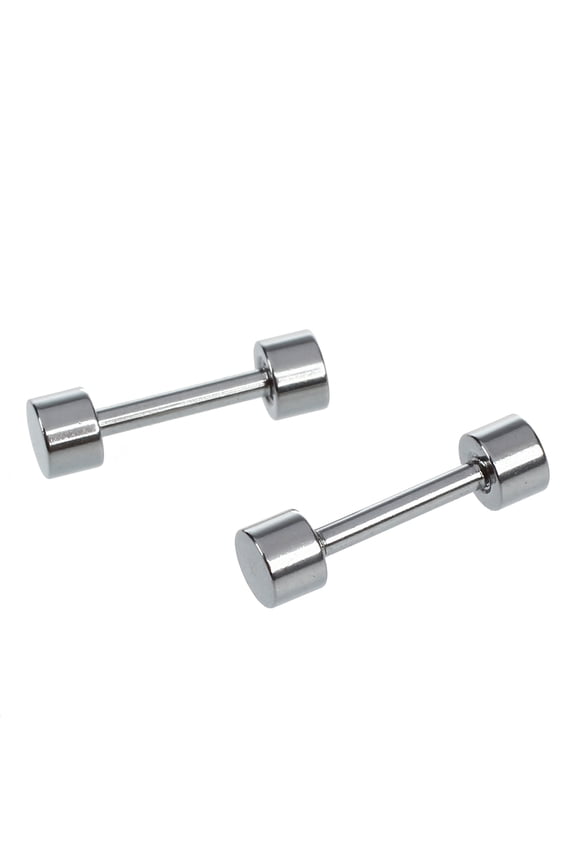 1 Pair of Men's Barbell Titanium steel Ear Studs Earrings 3mm Silver