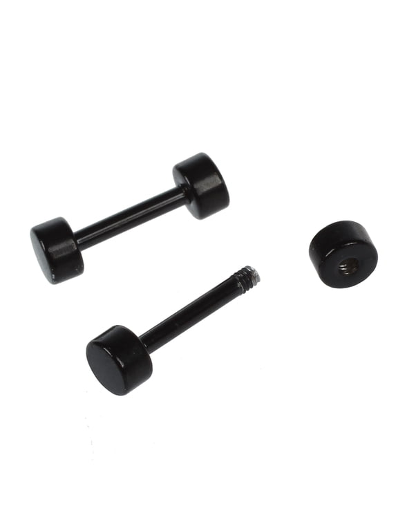 1 Pair of Men's Barbell Titanium steel Ear Studs Earrings 4mm Black