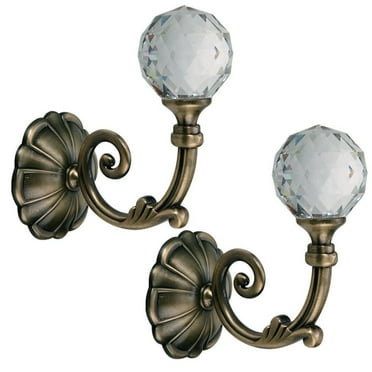 1 Pair of Phoenix Glass Crystal Curtain Holdback Hooks Wall Window Drapery Tie Back Hooks Metal Hanger Holder