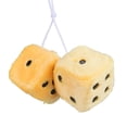 thumbnail image 1 of 1 Pair of Retro Square Mirror Hanging Couple Fuzzy Plush Dice with Dots For Car Interior Ornament Decoration, 1 of 5