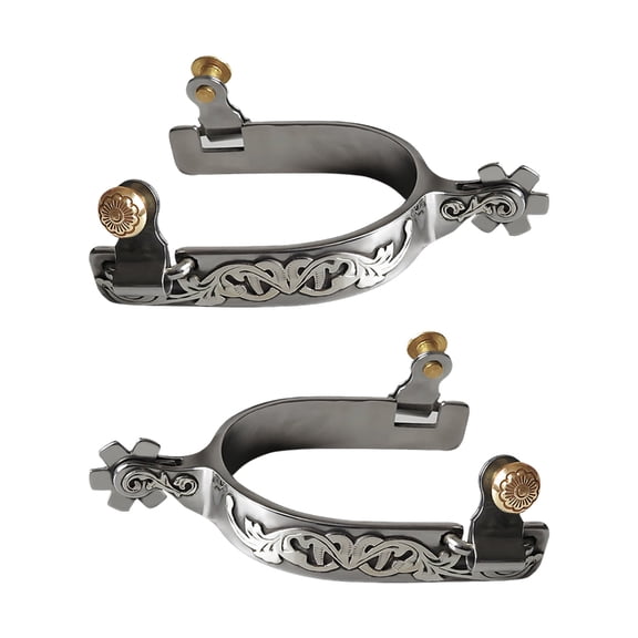 1 Pair of Stainless Steel Horse Riding Mens Spur in Retro Styles Silver Finishing Functional Design for Precise Riding