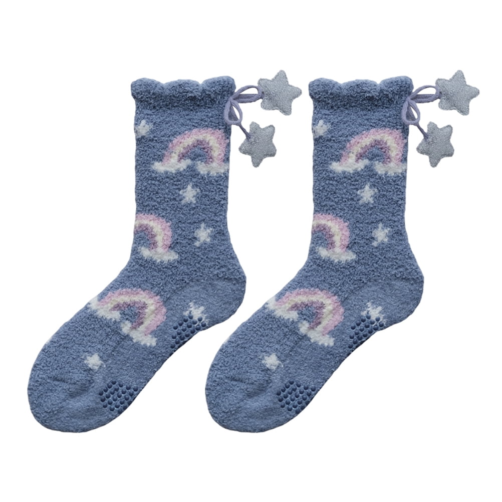 1 Pair of Thicken Winter Socks Coral Fleece Warm Sock Sleep Bed Socks