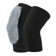 thumbnail image 1 of 1 Pair of Thickened Fleece Knee Sleeves Winter Warmth Non-Slip High Elasticity Imitation Rabbit Fur Knee Pads -M,Black, 1 of 7