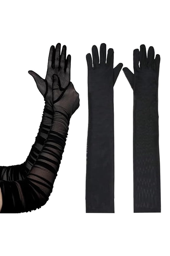 1 Pair of Women's Sexy Sheer Gloves Mesh Tulle Super Long Gloves Opera Costume Party for Wedding Engagement Evening Tea Parties Cosplay Prom
