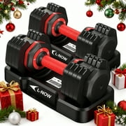 LNOW 25lbs (1 Pair) Quick Select Adjustable Dumbbells for Homm 5 in 1 Free Weights 5/10/15/20/25lb/50lb Dumbbell with Anti-Slip HanSuitable for Home Gym Exercise Equipment, ‌‌Christmas Gift