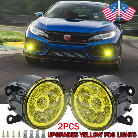 1 Pair yellow Fog Light Driving LED Fit 2016 2017 2018 2019 2020 2021 Honda Civic 2PCS